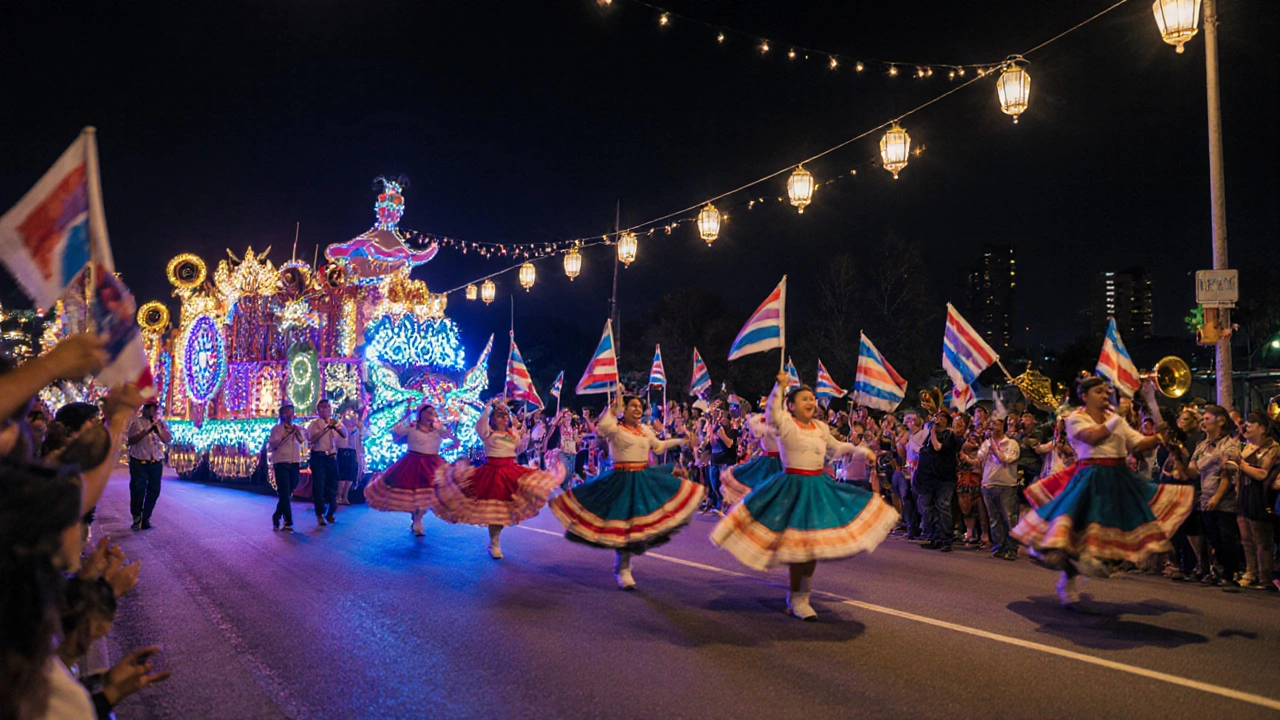 Nighttime parade in Kissimmee celebrating Fiesta en la Ciudad.