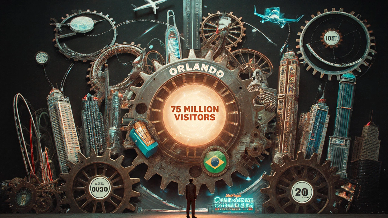Surreal machine made of theme parks, hotels, and airports powering 75 million visitors.