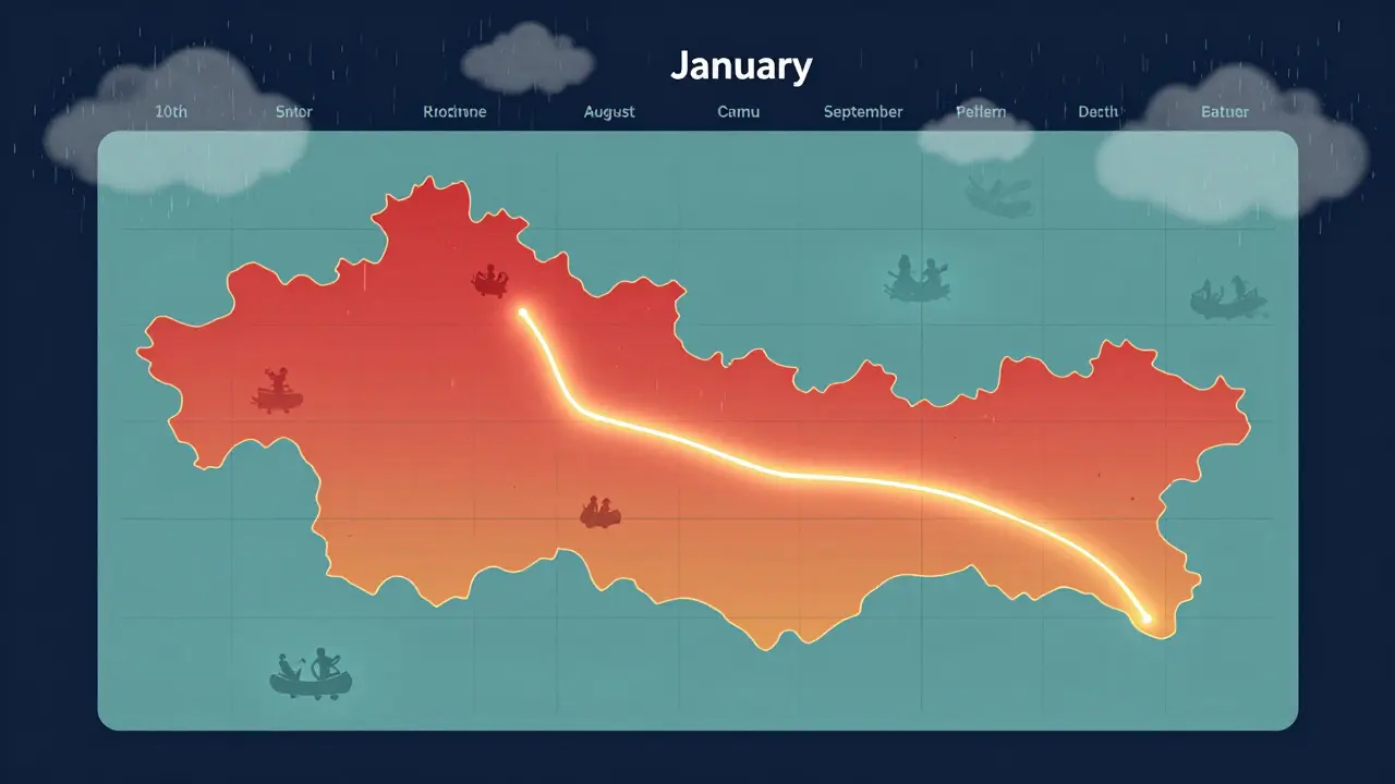A glowing park map highlighting January and early September as the least crowded months with minimal crowd indicators.